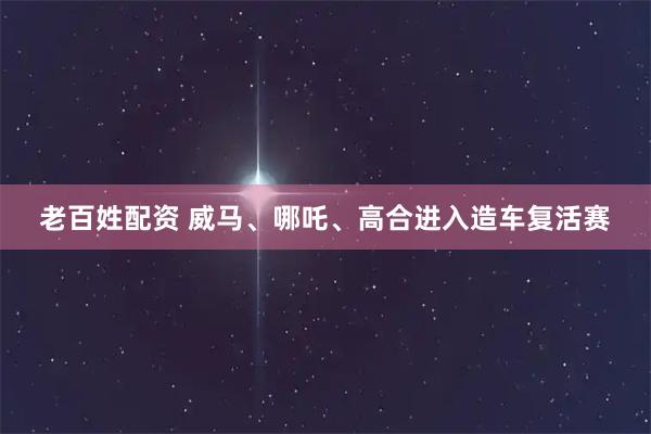 老百姓配资 威马、哪吒、高合进入造车复活赛